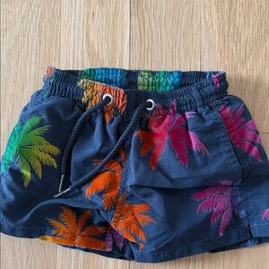 MC2 Saint Barth Kids Palm Tree Print Shorts - Navy, Pink, Orange, Green